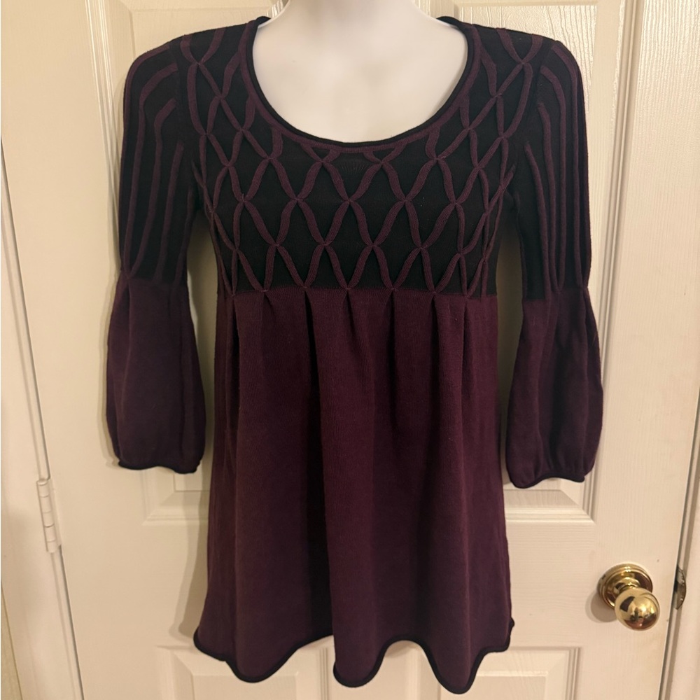 ❤️ 4 for $15 Studio M Elegant Purple and Black Knit Sweater